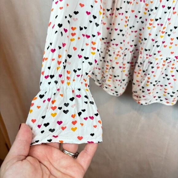 Jane and Delancey Womens' All over heart pattern tiered ruffle blouse size XL - Picture 4 of 12